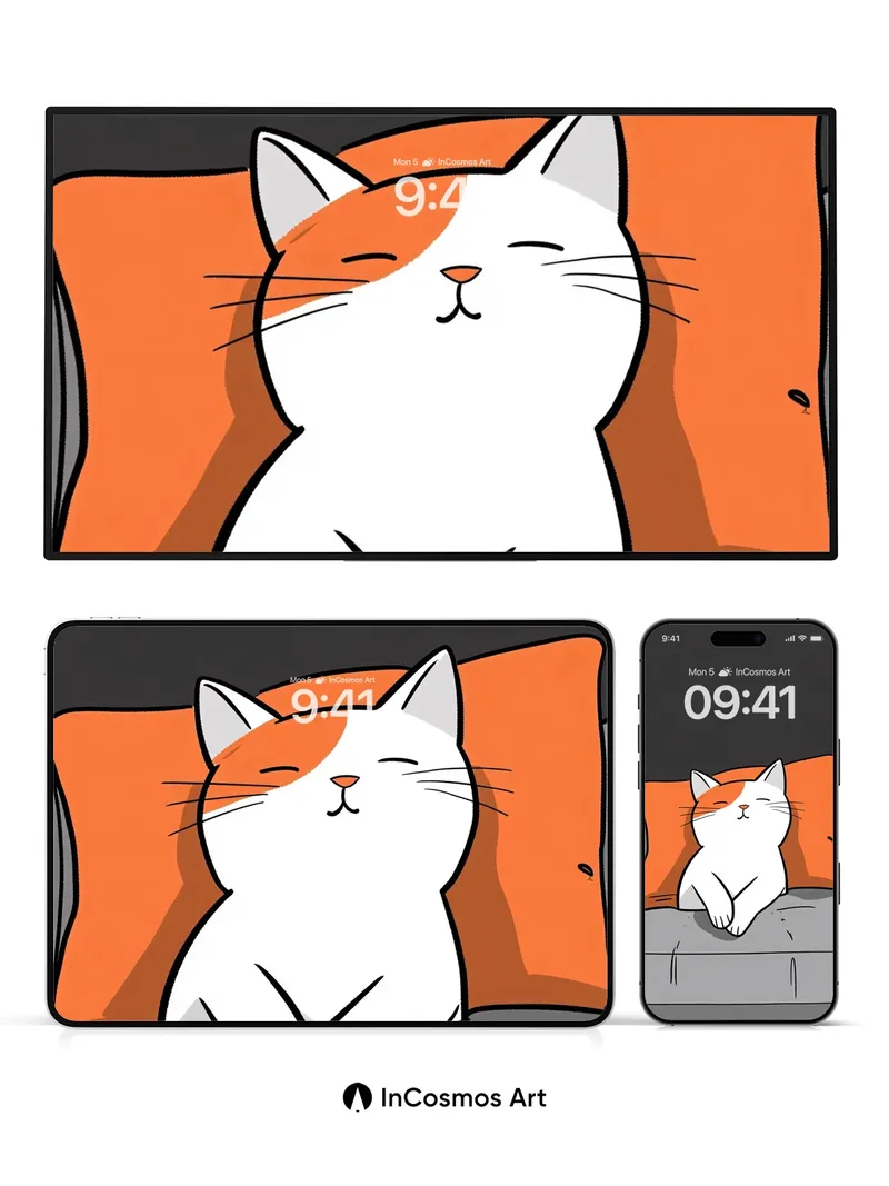 Serene Whisker Wallpaper with Orange Hush