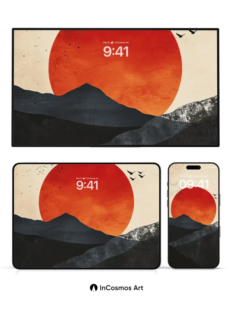 Serenity Sunset Wallpaper with Silent Birds