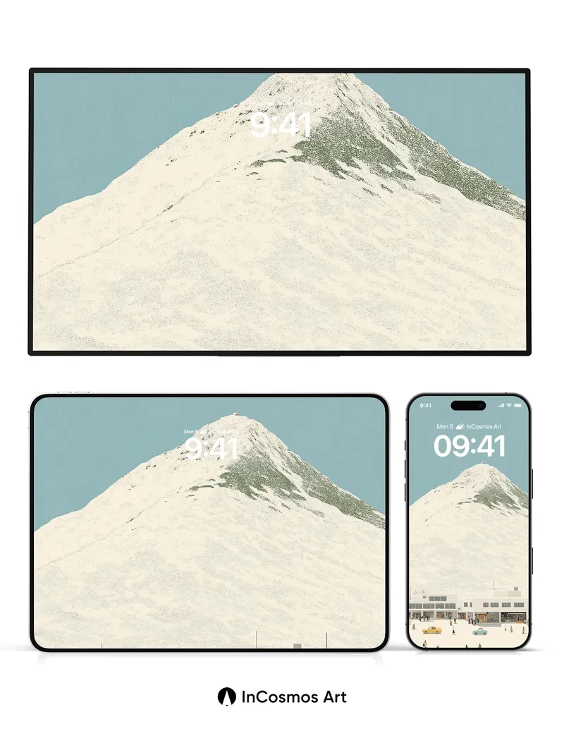 Silent Snowscape Wallpaper with Modern Retreat