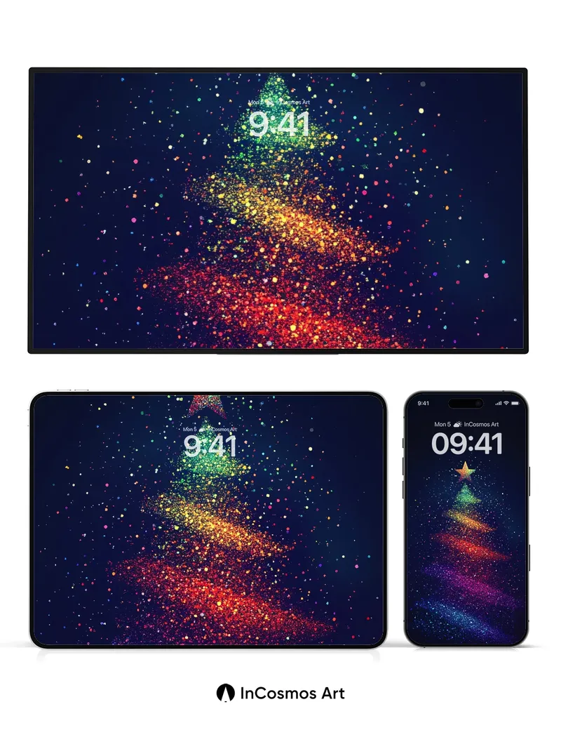 Cosmic Sparkle Wallpaper with Rainbow Star