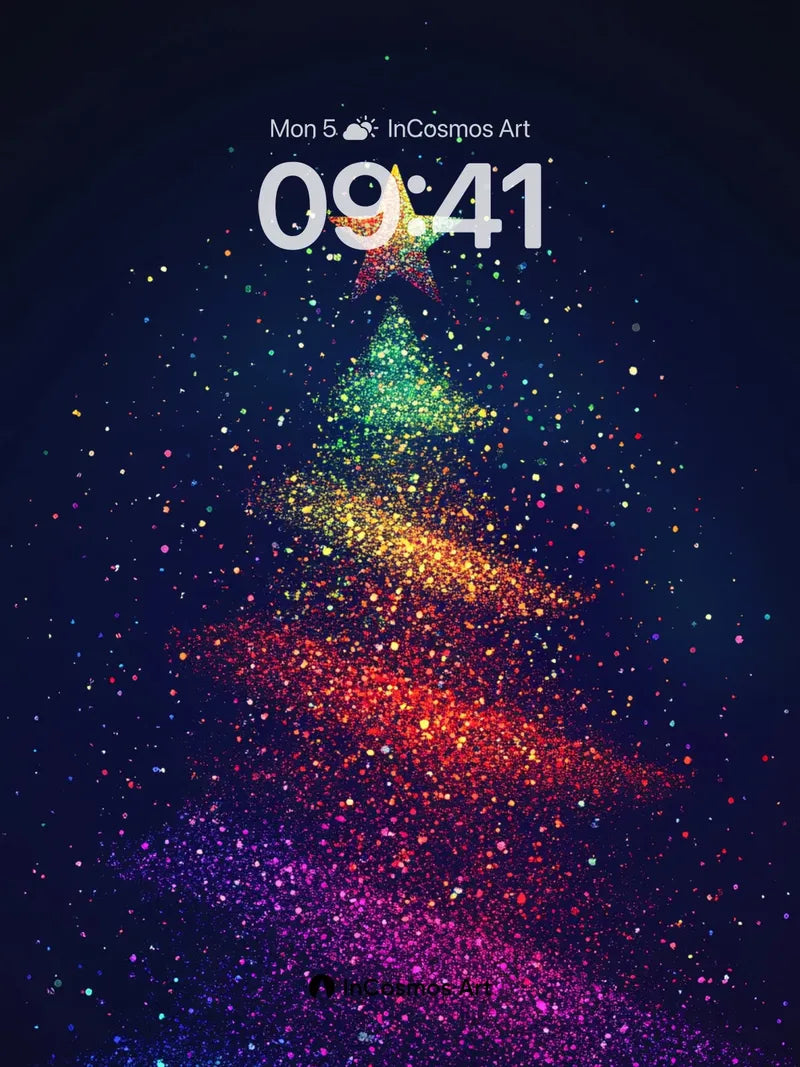 Cosmic Sparkle Wallpaper with Rainbow Star