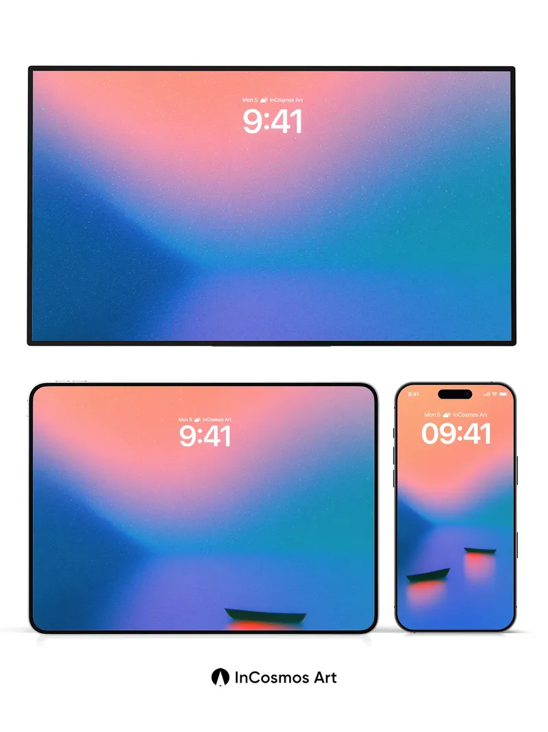 Serene Horizon Wallpaper with Floating Boats