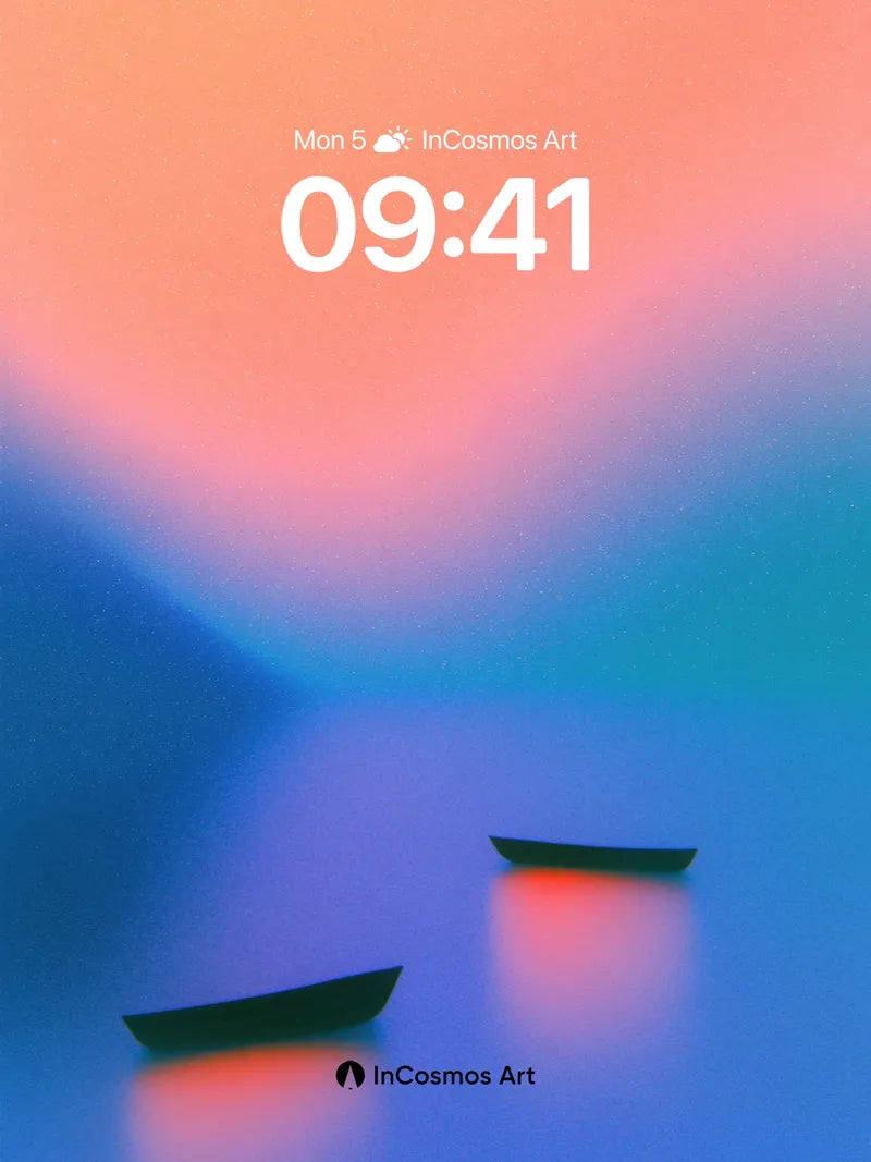 Serene Horizon Wallpaper with Floating Boats