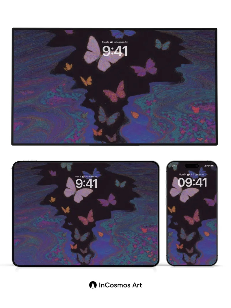 Surreal Mirage Wallpaper with Floating Butterflies