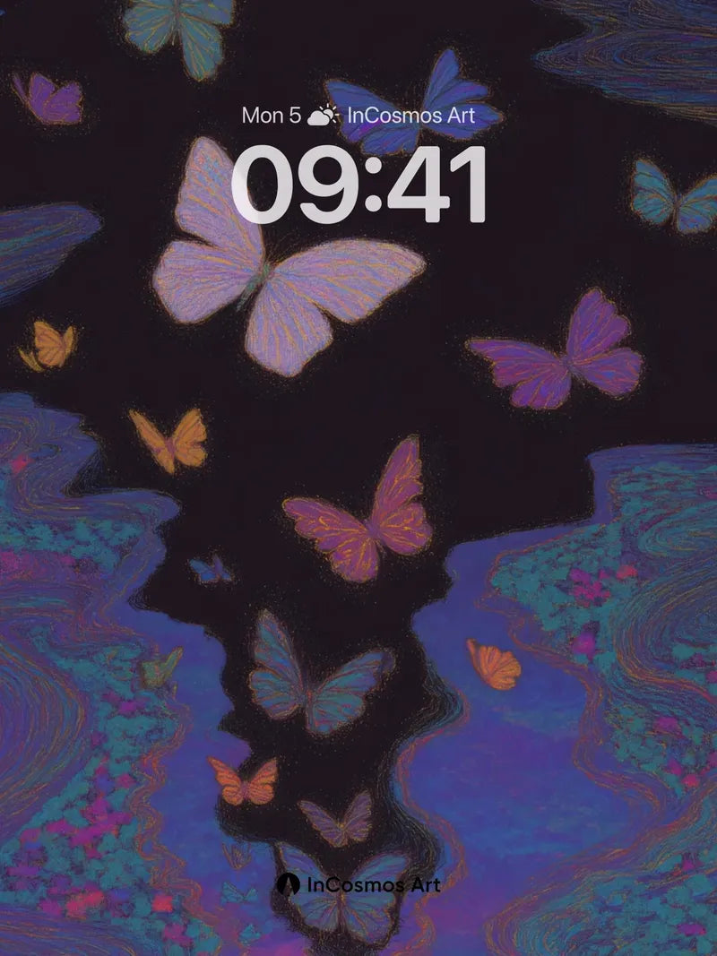 Surreal Mirage Wallpaper with Floating Butterflies