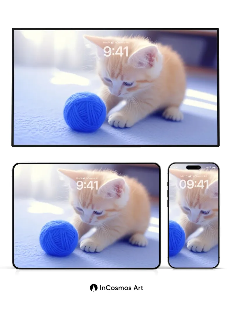 Sunlit Whisker Wallpaper with Woolen Sphere