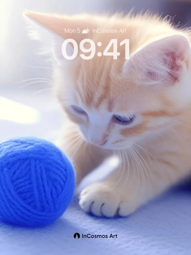 Sunlit Whisker Wallpaper with Woolen Sphere