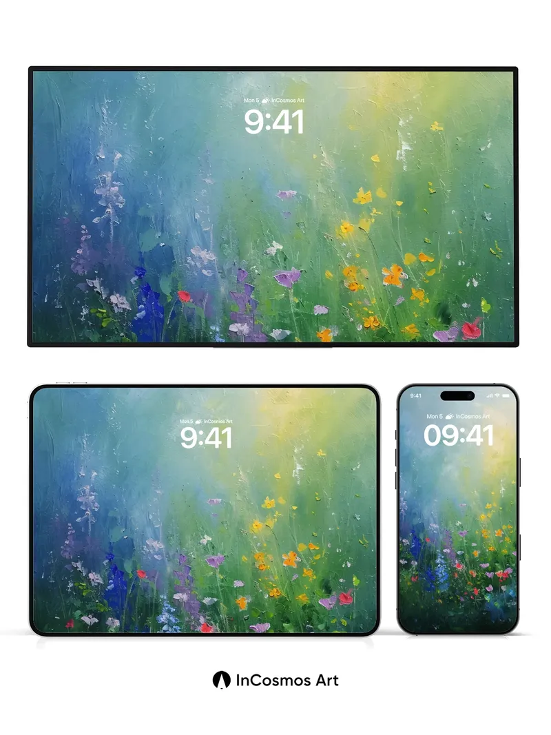 Luminous Meadow Wallpaper with Ethereal Light
