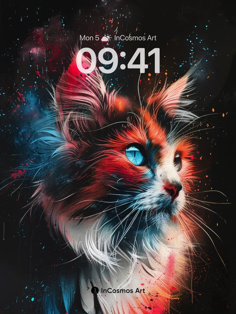 Cosmic Feline Wallpaper with Electric Fur wallpaper for iPhone, iPad & Mac