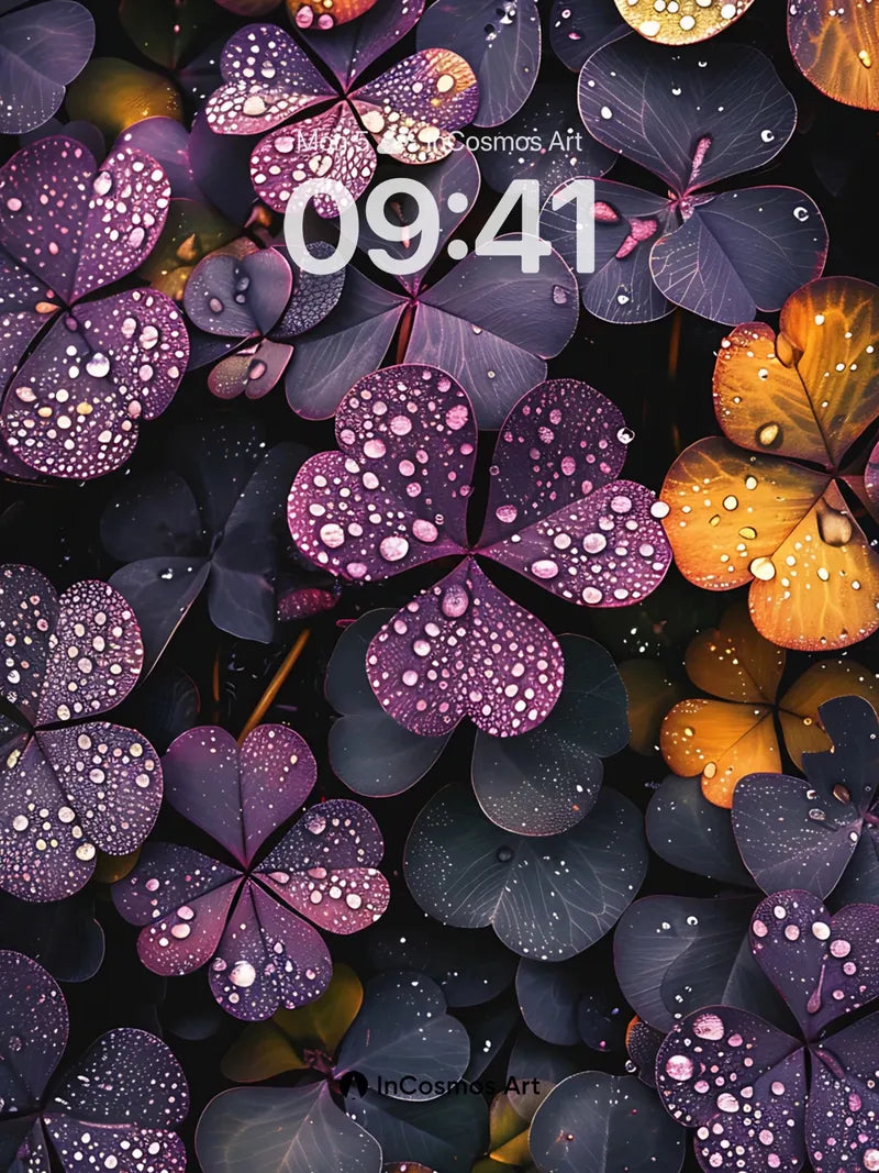 Midnight Clover Wallpaper with Dew-Kissed Hues