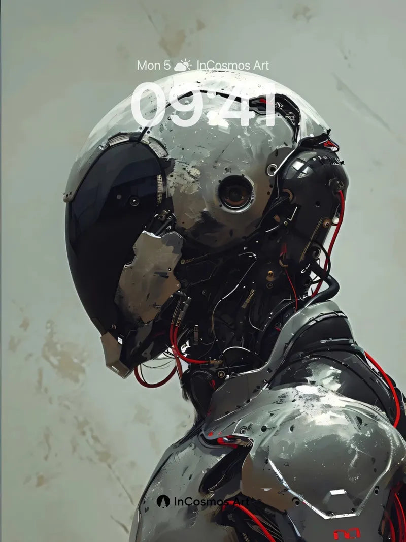 Futurist Steel Wallpaper with Exposed Wiring