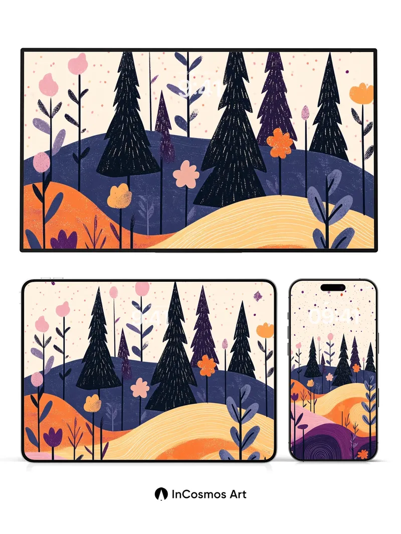 Whispering Pines Wallpaper with Starlit Canopy