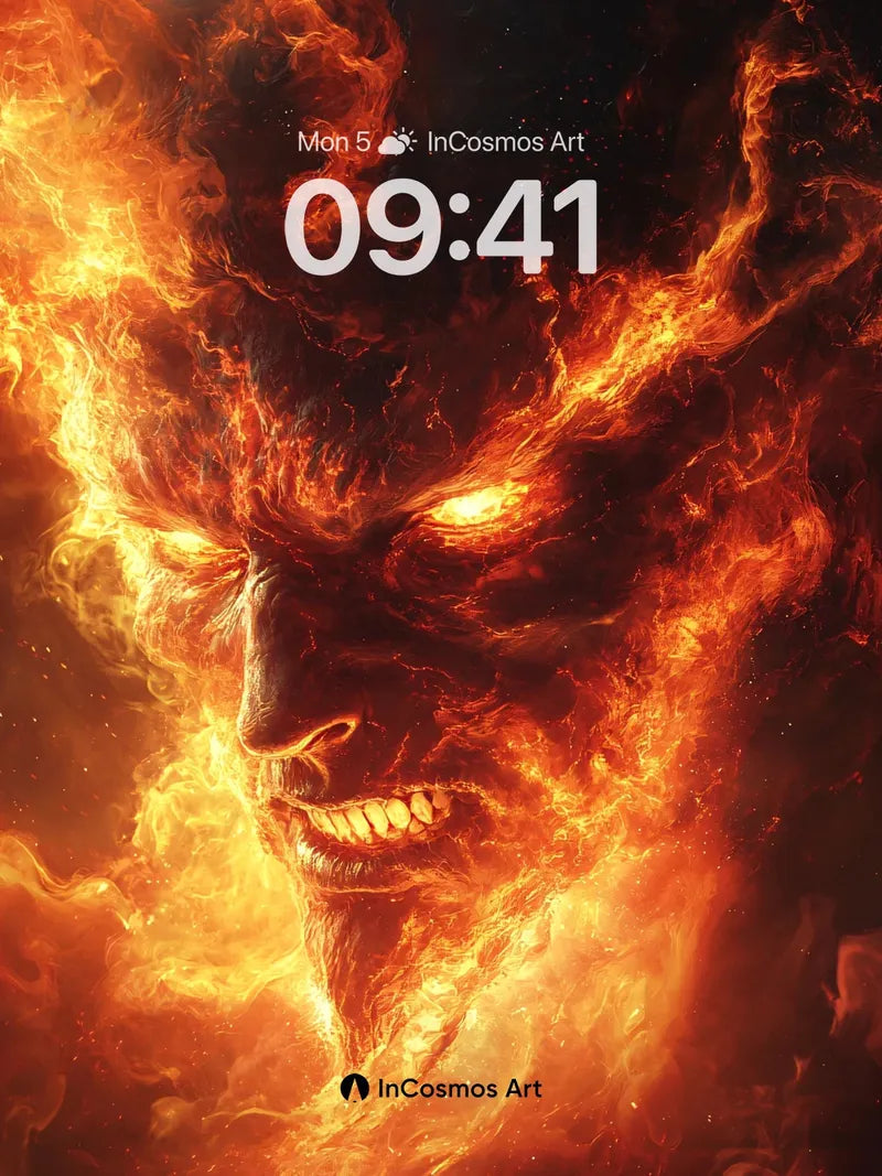 Inferno Face Wallpaper with Fiery Soul wallpaper for iPhone, iPad & Mac