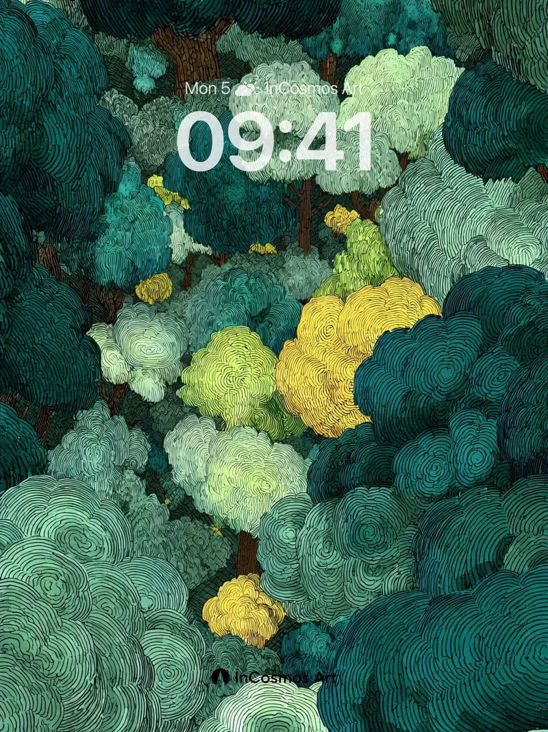 Whispering Canopy Wallpaper with Golden Pools wallpaper for iPhone, iPad & Mac