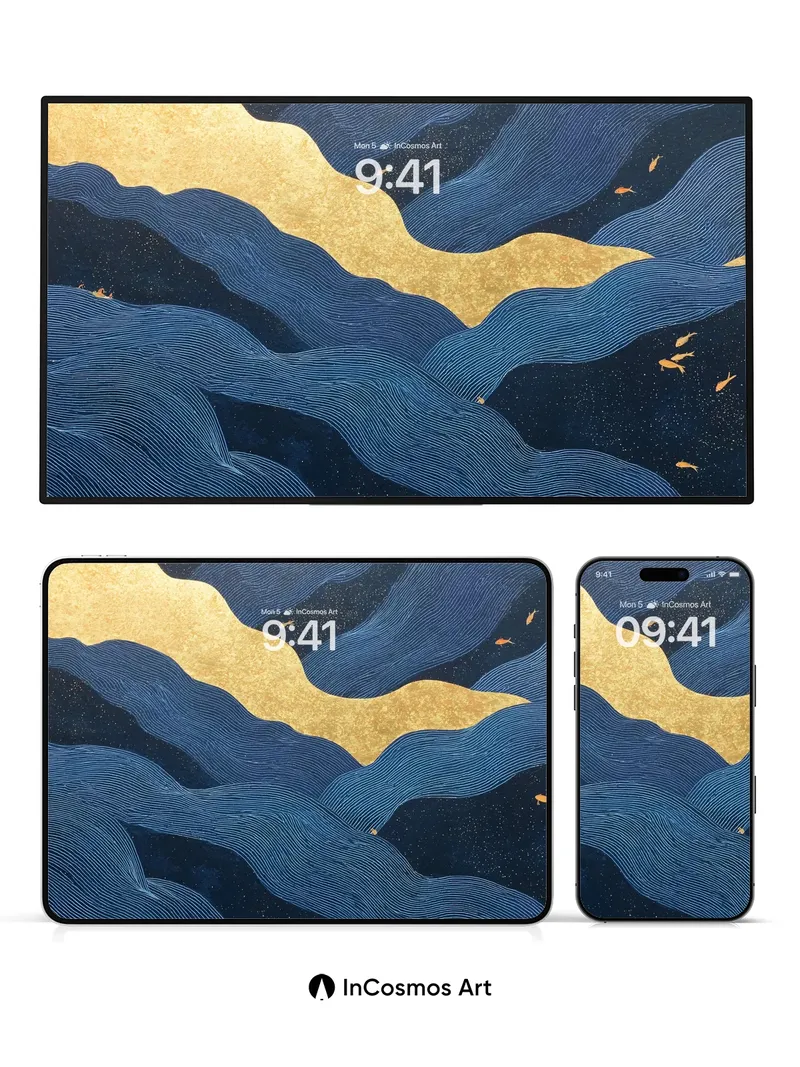 Golden Tide Wallpaper with Whispering Waves