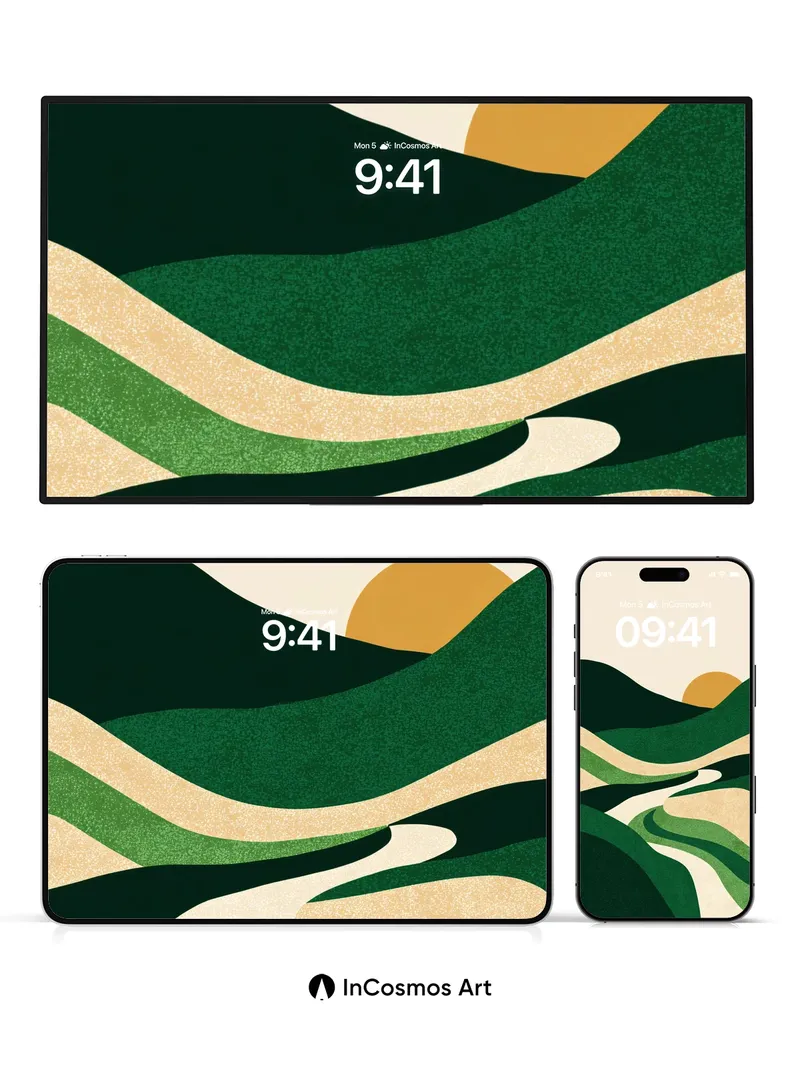 Serenity Ridge Wallpaper with Golden Horizon