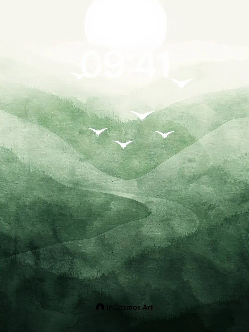 Mist and Mountain Background with Fading Light wallpaper for iPhone, iPad & Mac