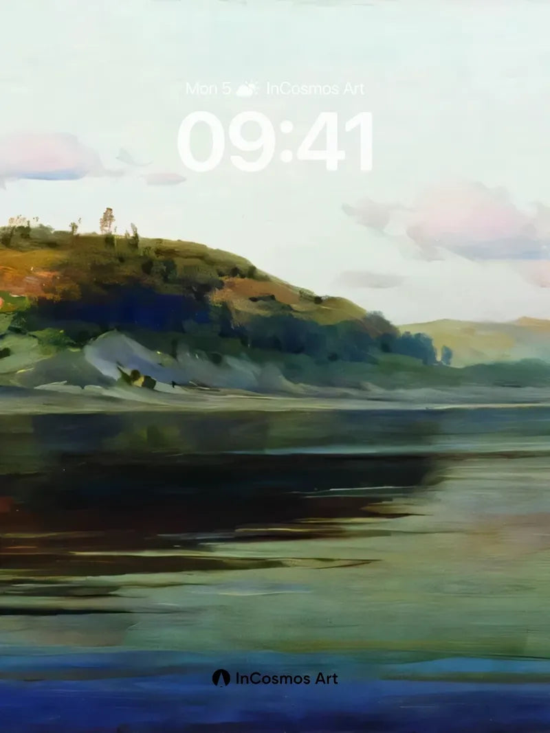 Serenity Shore Wallpaper with Distant Hills