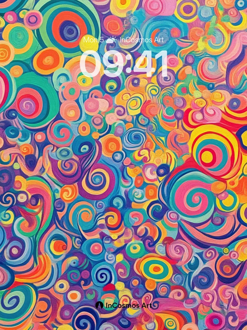 Psychedelic Spiral Wallpaper with Rainbow Whirls