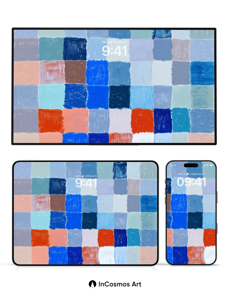 Soft Grid Harmony Wallpaper in Pastel Hues