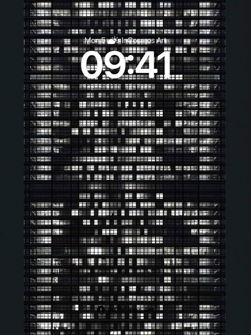 Nocturnal Grid Wallpaper with Flickering Windows