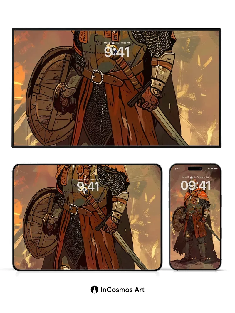 Crimson Sentinel Wallpaper with Ashen Sky