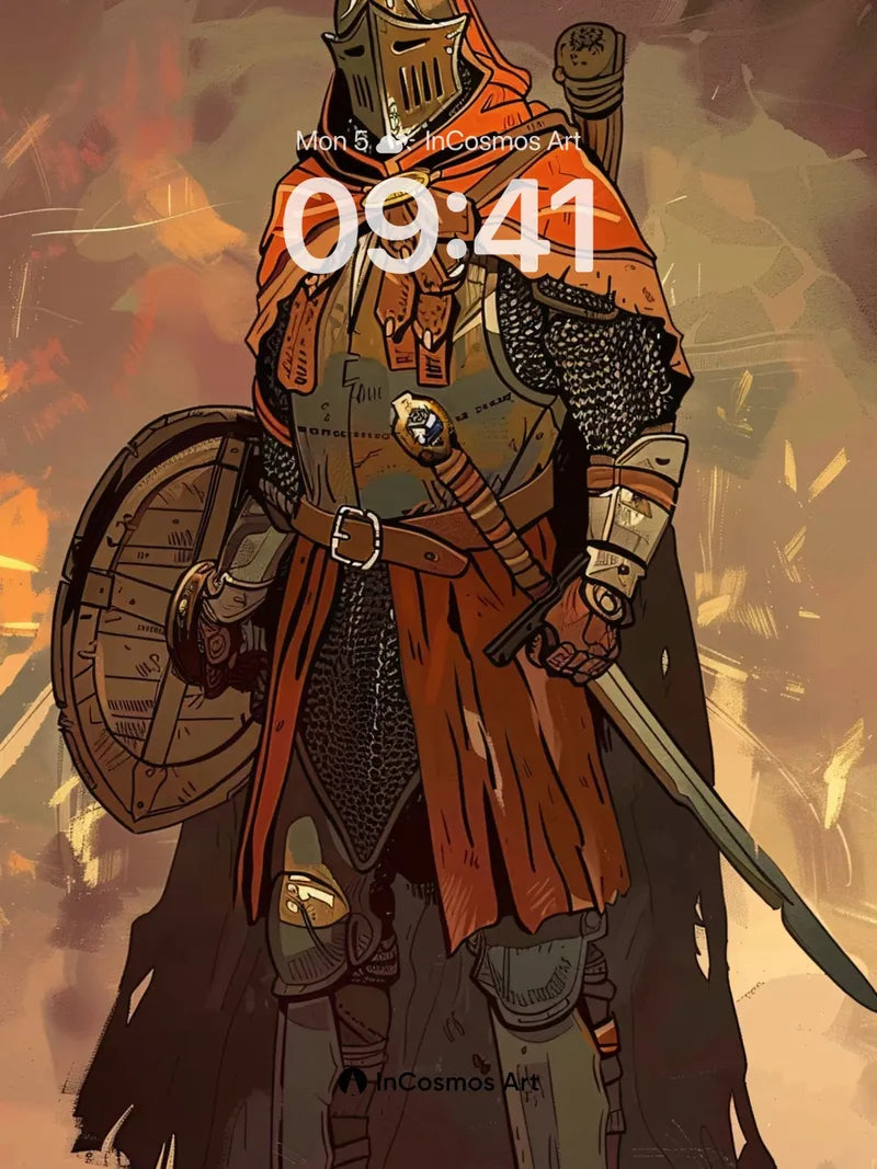 Crimson Sentinel Wallpaper with Ashen Sky