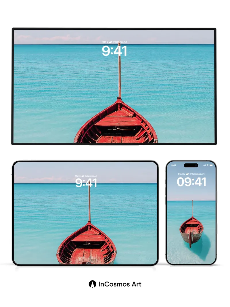 Serene Drift Wallpaper with Crimson Hull