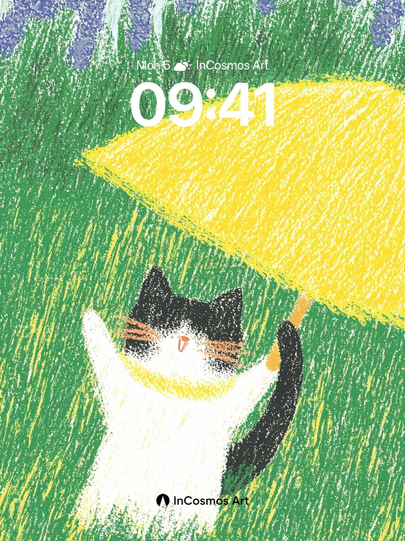 Whimsical Garden Wallpaper with Lavender Rain