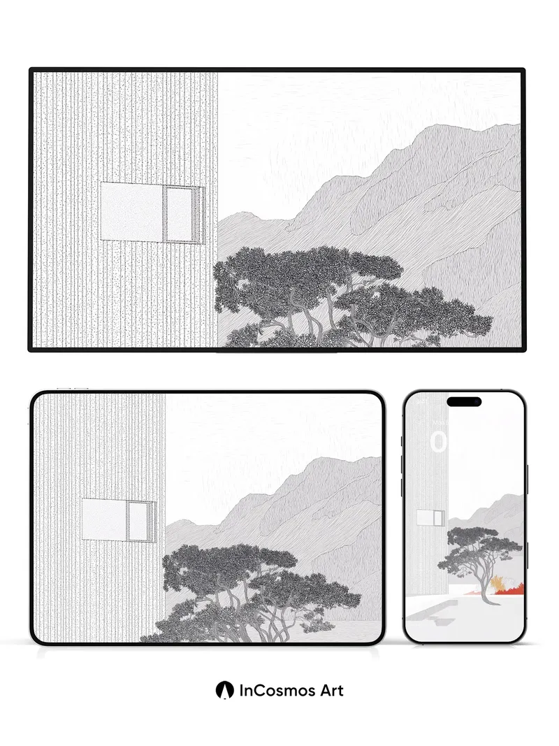 Serenity Grove Wallpaper with Whispering Lines