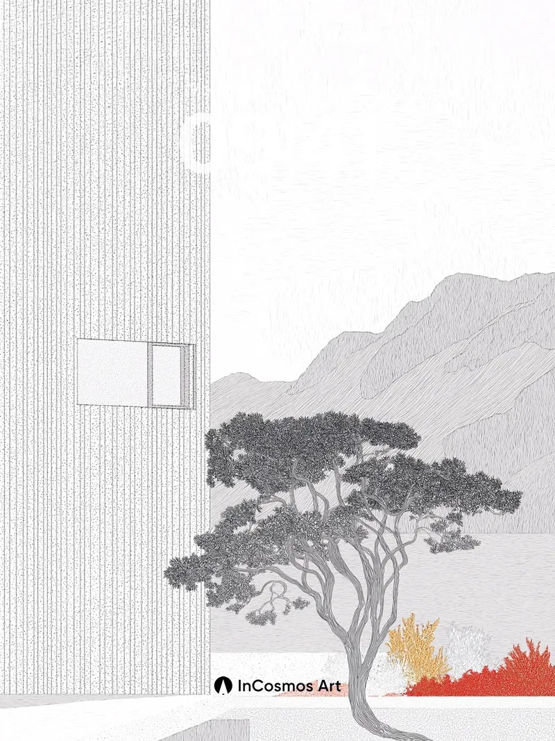 Serenity Grove Wallpaper with Whispering Lines