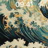 Crimson Surge Wallpaper with Hokusai Waves wallpaper for iPhone, iPad & Mac