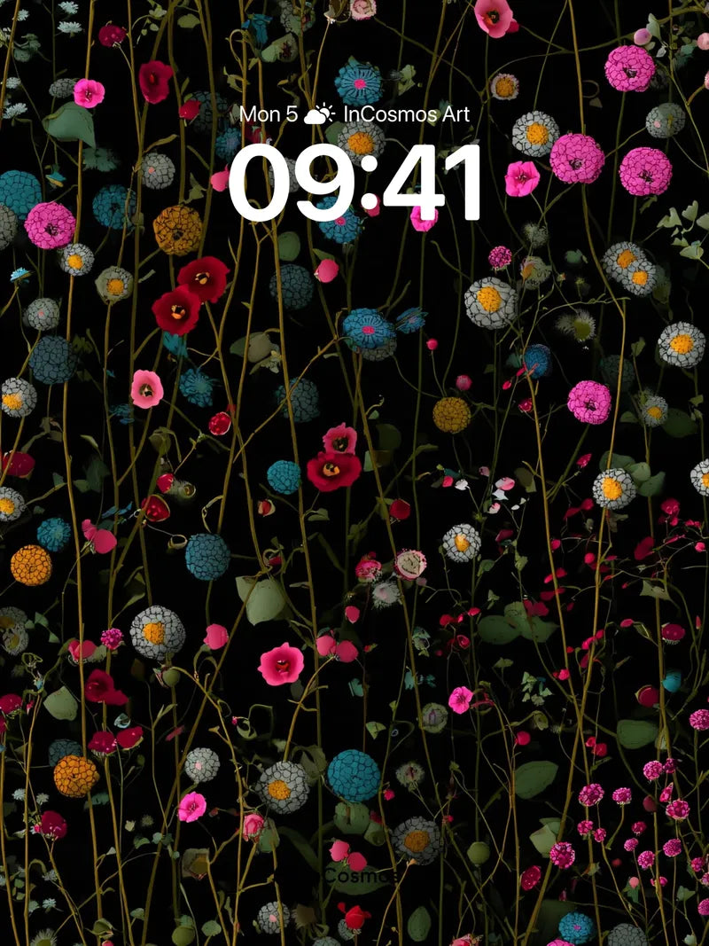 Nocturnal Bloom Wallpaper with Bioluminescent Vines