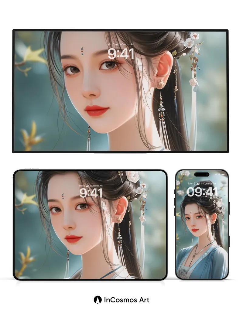 Serene Blossom Wallpaper with Flowing Silk