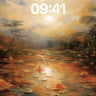 Golden Hush Wallpaper with Floating Lilies wallpaper for iPhone, iPad & Mac