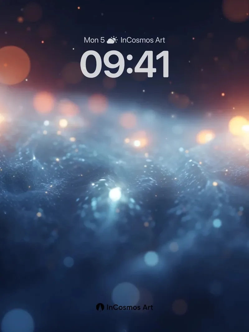 Cosmic Veil Wallpaper with Floating Ember Lights wallpaper for iPhone, iPad & Mac