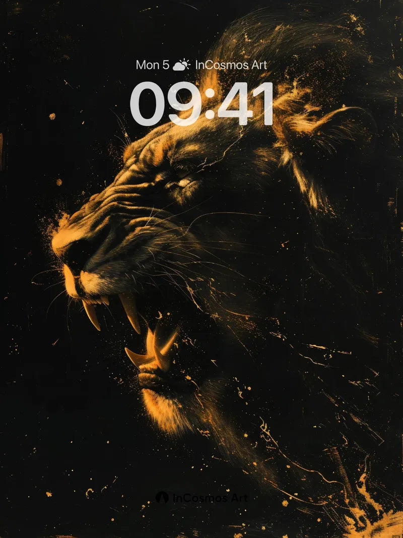 Feral Gold Wallpaper with Shadowed Roar