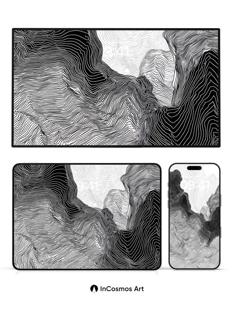 Silent Contours Wallpaper with Topographic Depth