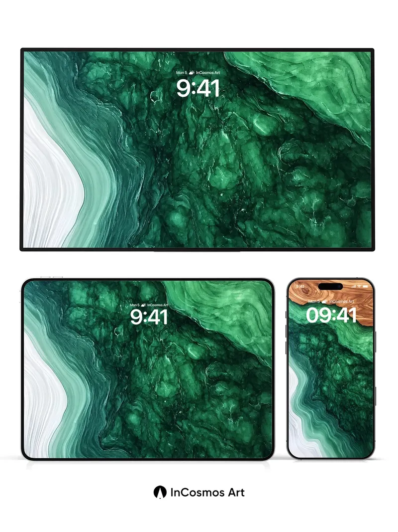 Emerald Vein Wallpaper with Wooded Horizon