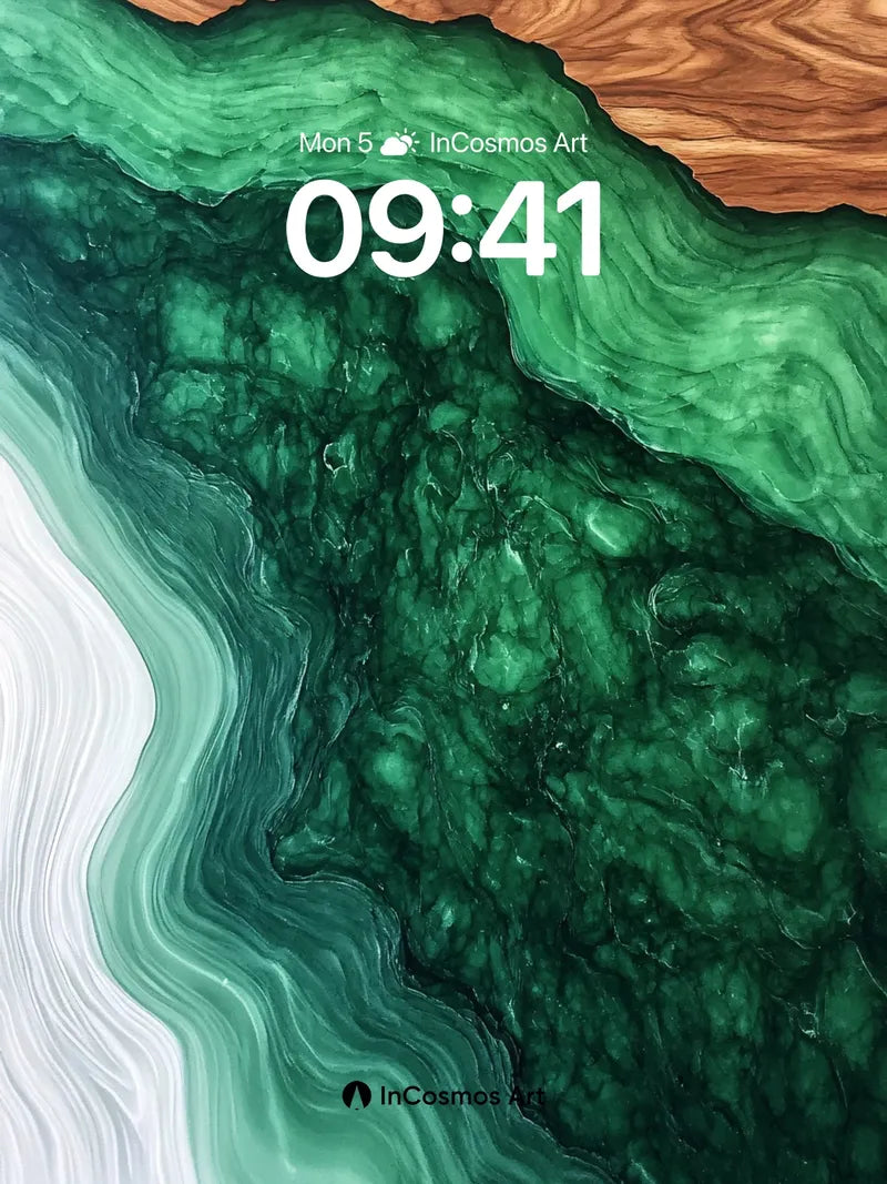 Emerald Vein Wallpaper with Wooded Horizon