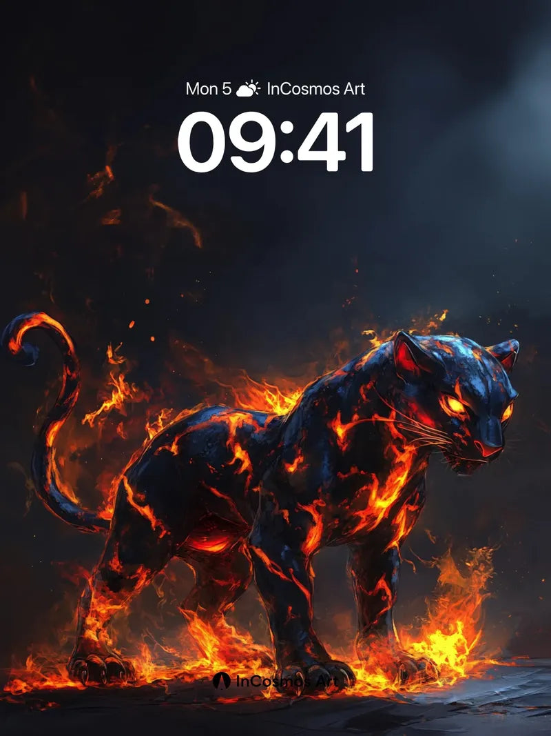 Inferno Panther Wallpaper with Molten Veins