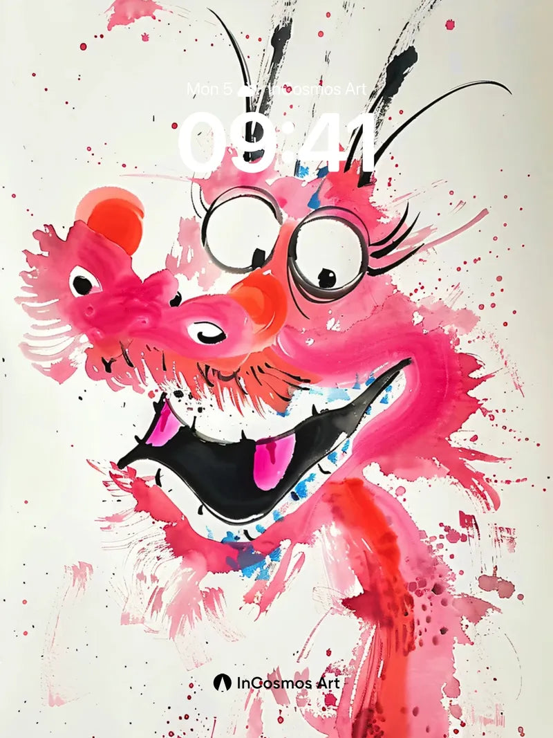 Playful Splash Wallpaper with Whimsical Dragon wallpaper for iPhone, iPad & Mac
