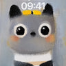Whimsical Kitty Wallpaper with Yellow Bow wallpaper for iPhone, iPad & Mac