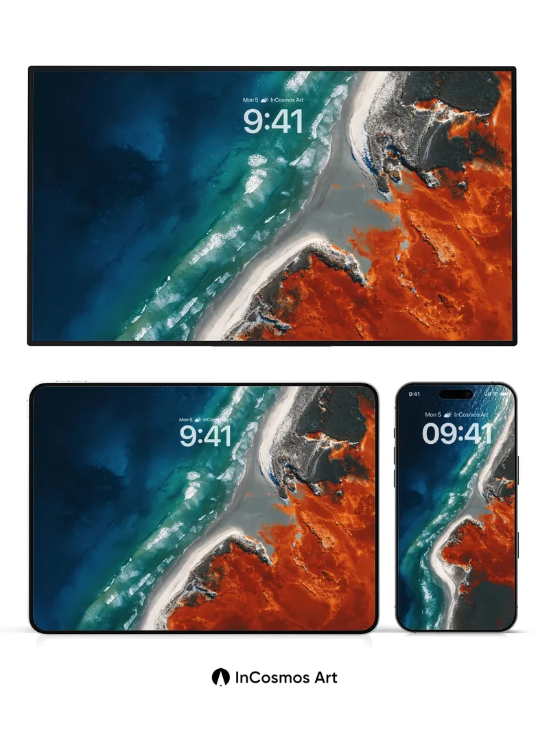 Crimson Shoreline Wallpaper with Ocean's Breath