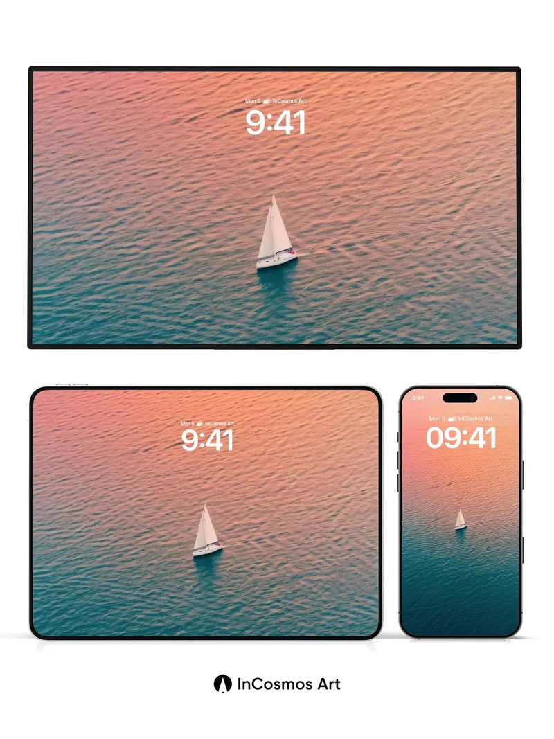 Serenity Sail Wallpaper with Gradient Horizon