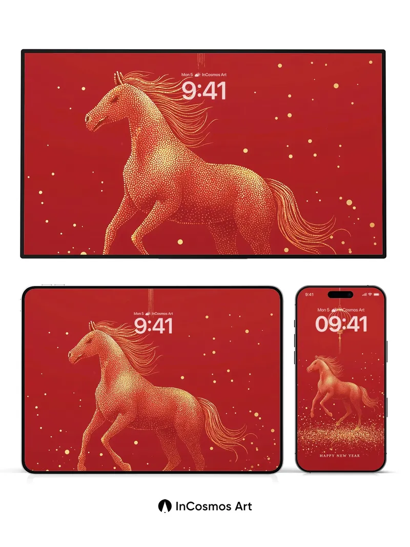 Golden Gallop Wallpaper with Lunar Glow