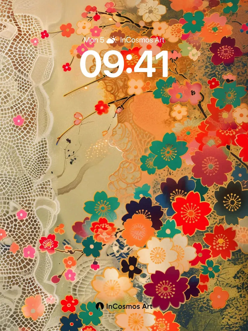 Lace Bloom Wallpaper with Inked Petals wallpaper for iPhone, iPad & Mac