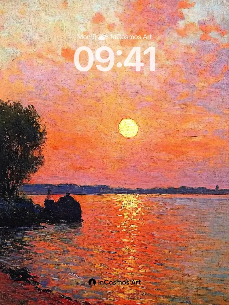 Sunset Reverie Wallpaper with Monet's Brushstroke