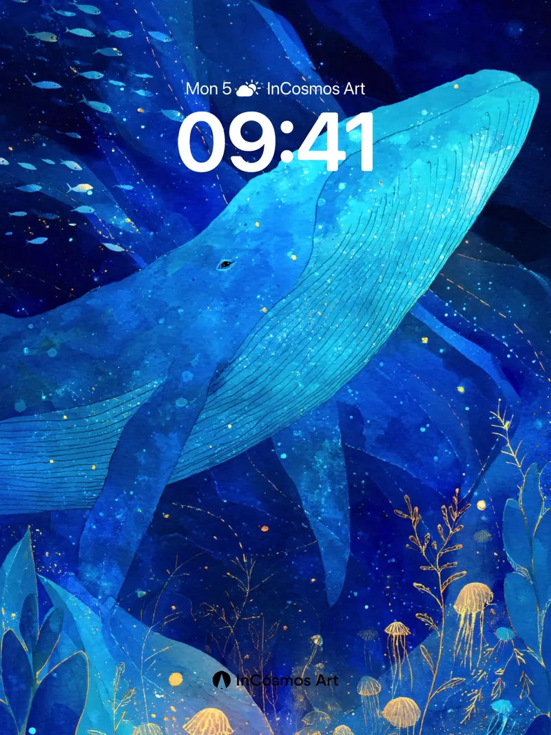 Luminous Abyss Wallpaper with Whispering Whales wallpaper for iPhone, iPad & Mac