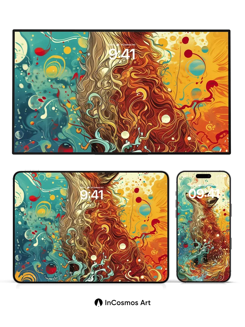 Whirlwind Fox Wallpaper with Cosmic Fur